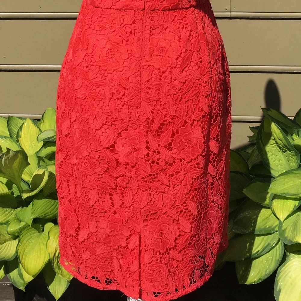 J. CREW COLLECTION - Coral floral Venetian lace fitted dress - Like new … - Picture 5 of 8